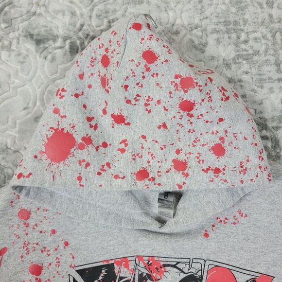 Horror Movie Hoodie Men's Large Gray Tarot Card Bloody Hand Print Film Sweater - Picture 5 of 13